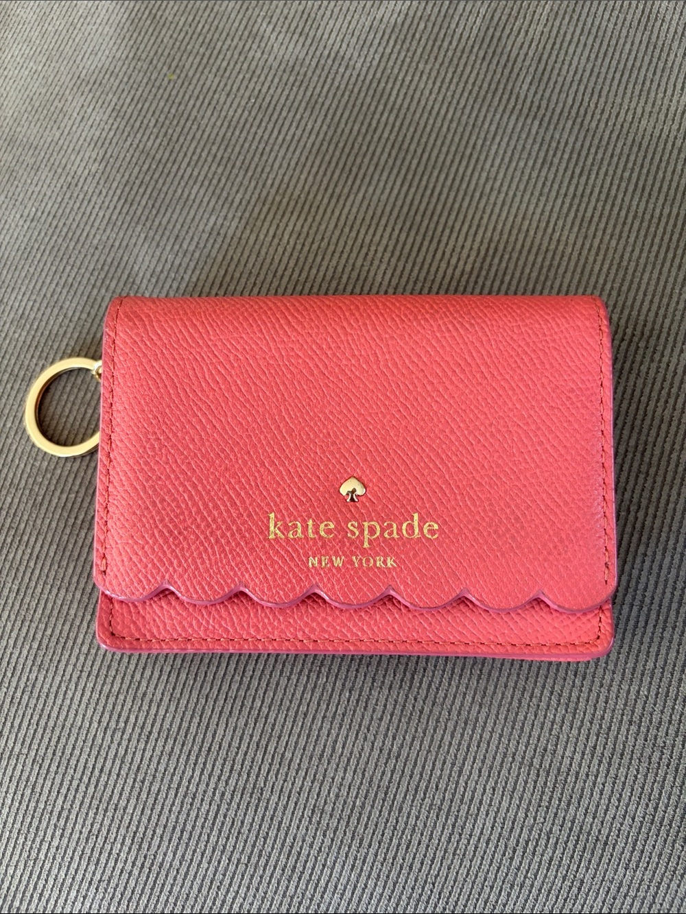 KATE SPADE Pink Scalloped Card and Coin Holder with Keyring
